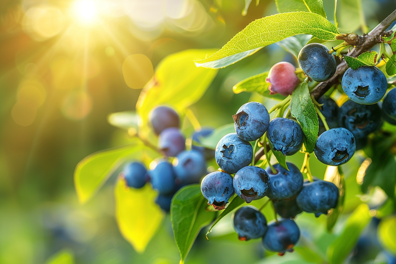 Image gratuite Myrtilles suspendues sur buisson dans jardin ensoleillé 4