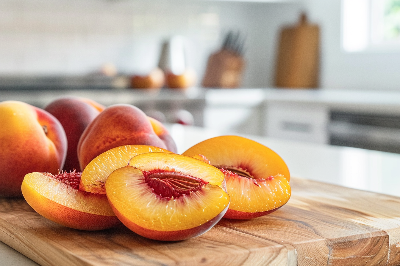 Image gratuite Nectarine tranchée en cuisine moderne 1