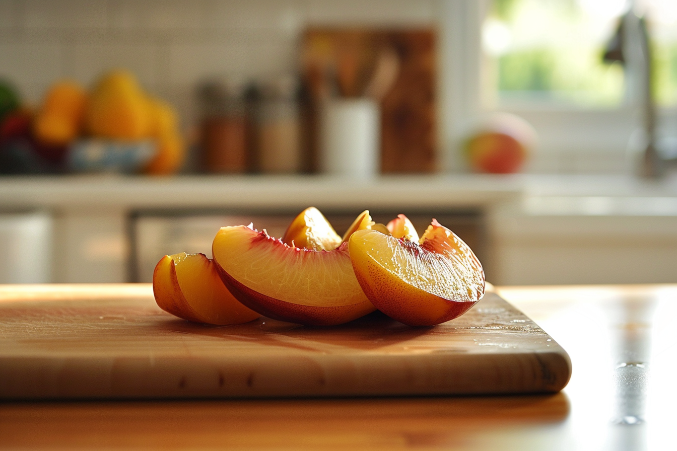 Image gratuite Nectarine tranchée en cuisine moderne 2