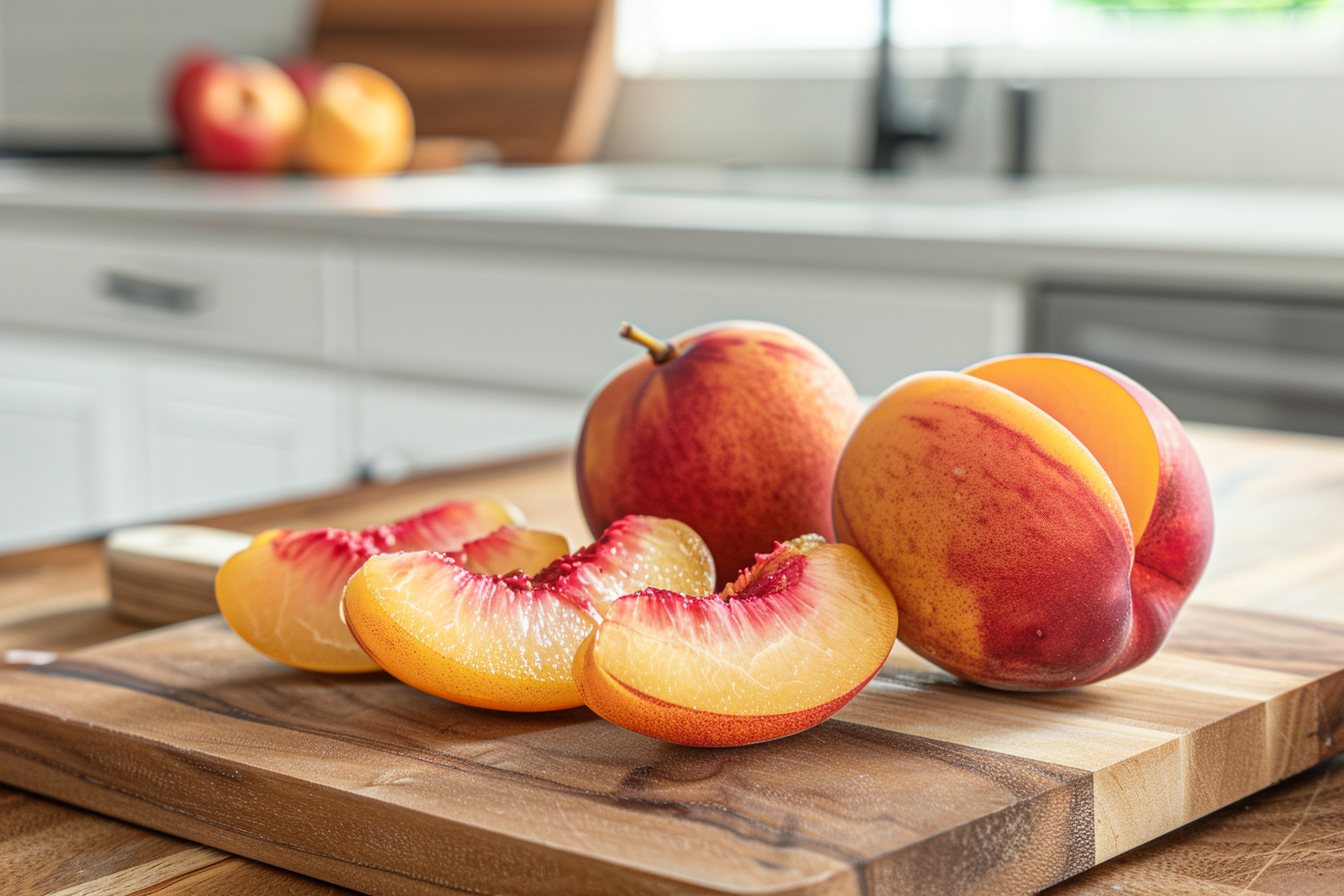 Image gratuite Nectarine tranchée en cuisine moderne 5