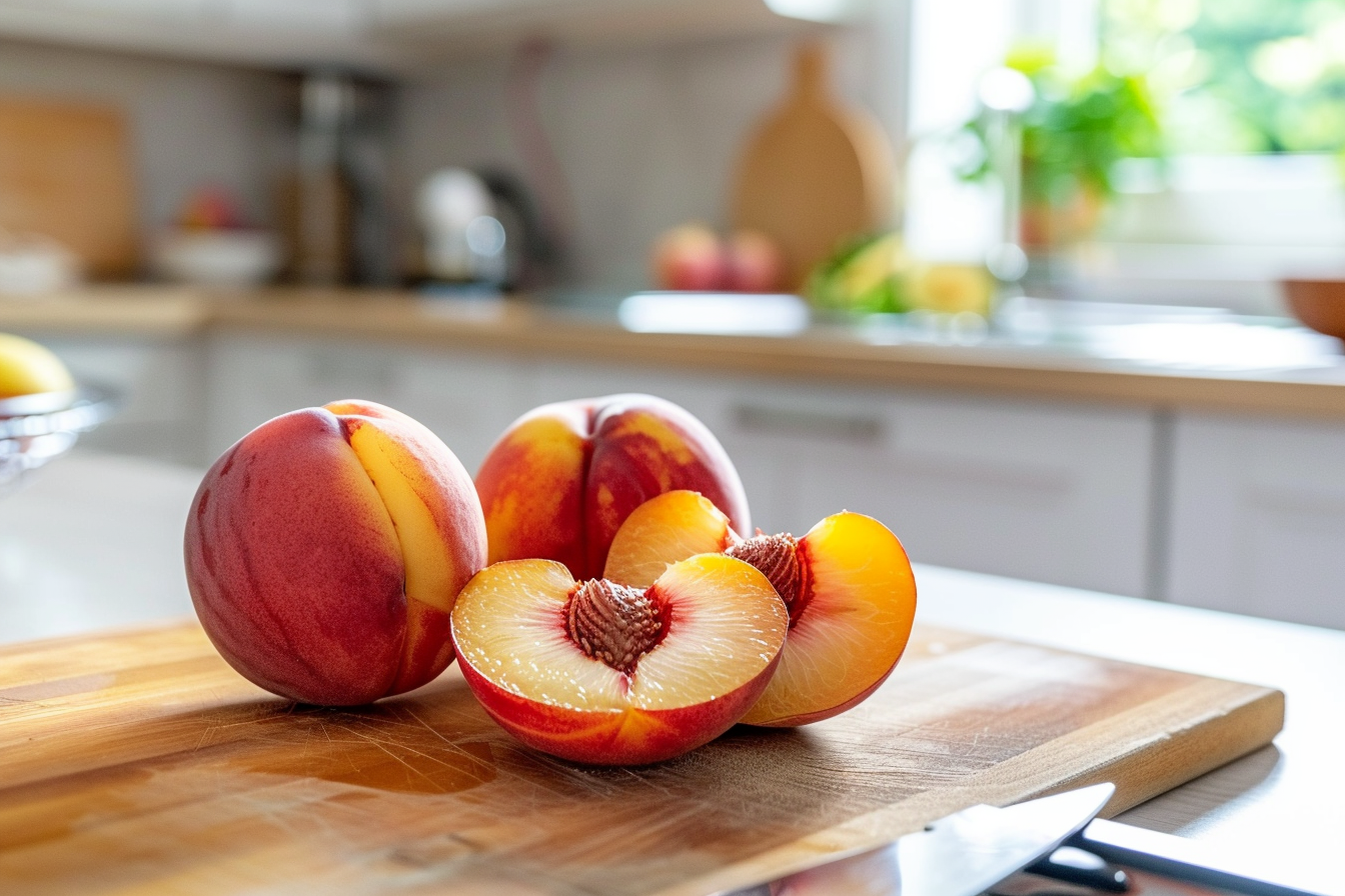 Image gratuite Nectarine tranchée en cuisine moderne 7