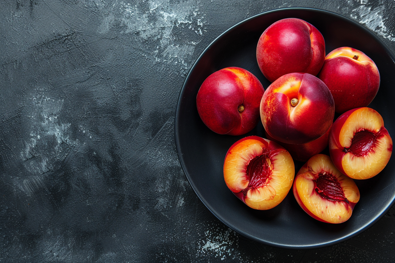 Image gratuite Nectarines dans bol noir 2