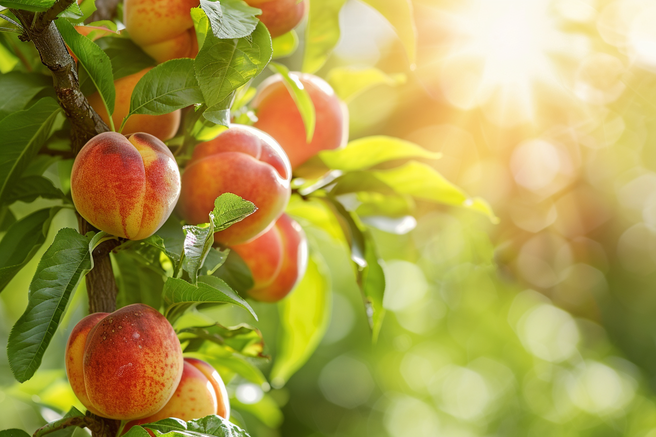 Image gratuite Nectarines sur branche dans verger ensoleillé 2