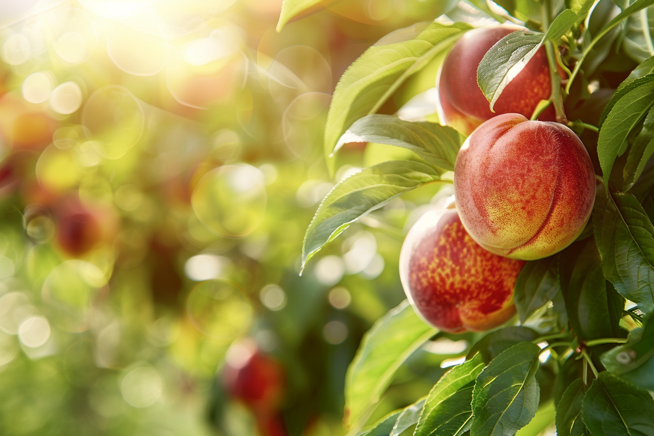 Image gratuite Nectarines sur branche dans verger ensoleillé 3