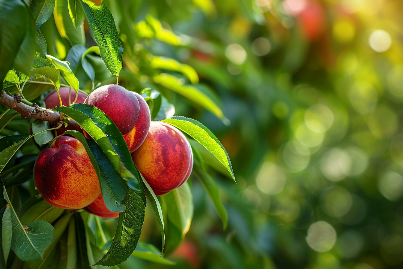 Image gratuite Nectarines sur branche dans verger ensoleillé 4
