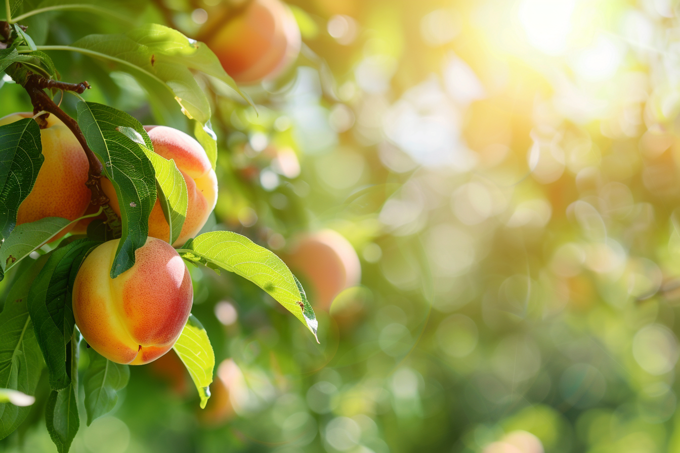 Image gratuite Nectarines sur branche dans verger ensoleillé 5
