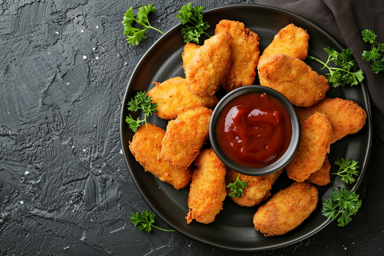 Image gratuite Nuggets avec sauce sur fond sombre 1