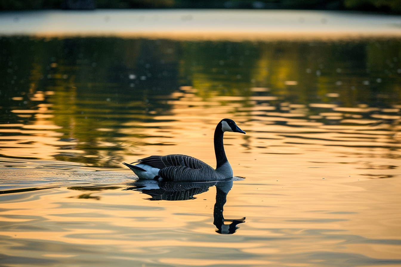 Image gratuite Oie glissant sur étang tranquille 1