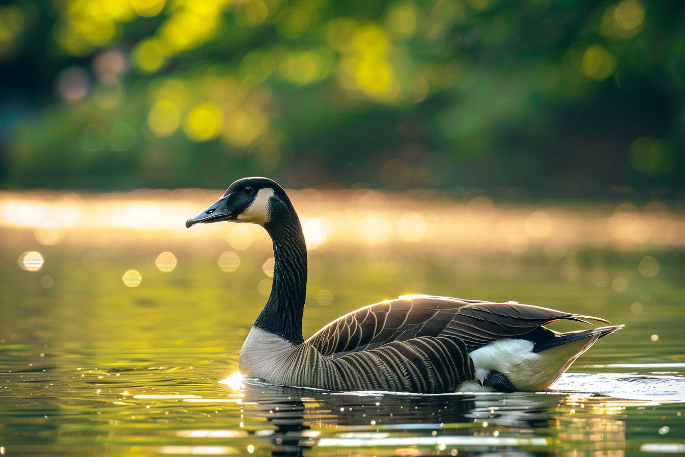 Image gratuite Oie nageant dans étang ensoleillé 1