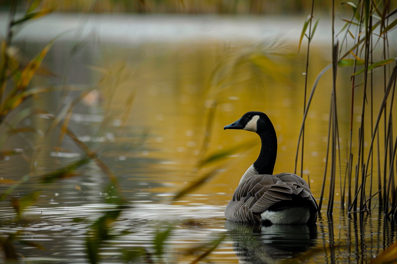 Image gratuite Oie sauvage parmi les roseaux 1
