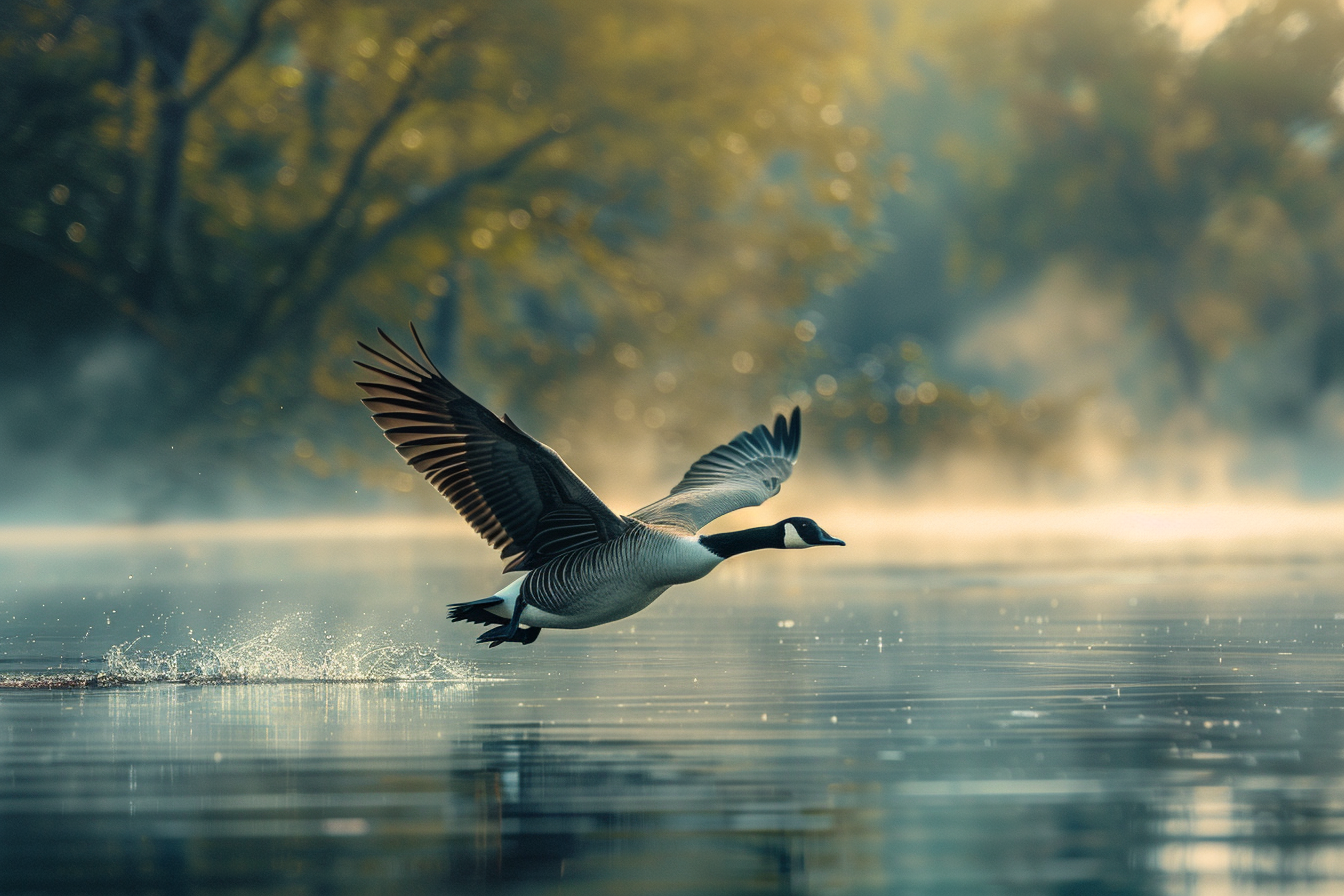 Image gratuite Oie sauvage prenant son envol 1