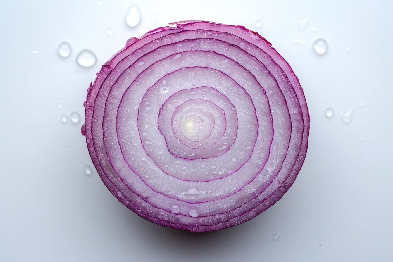 Image gratuite Oignon rouge coupé en deux, anneaux violets, macro 3