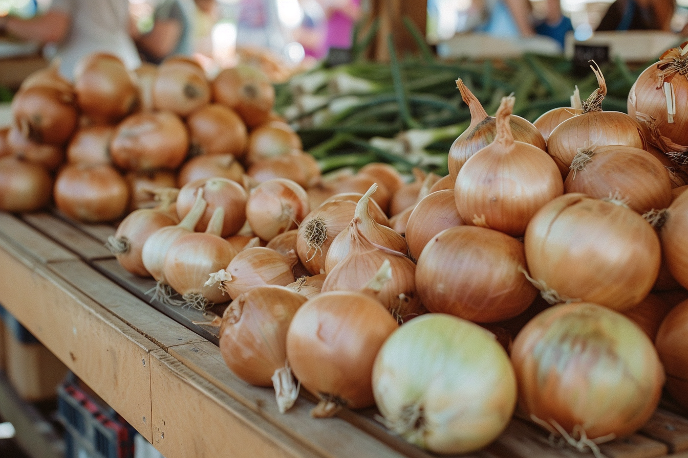 Image gratuite Oignons sur une table en bois 1