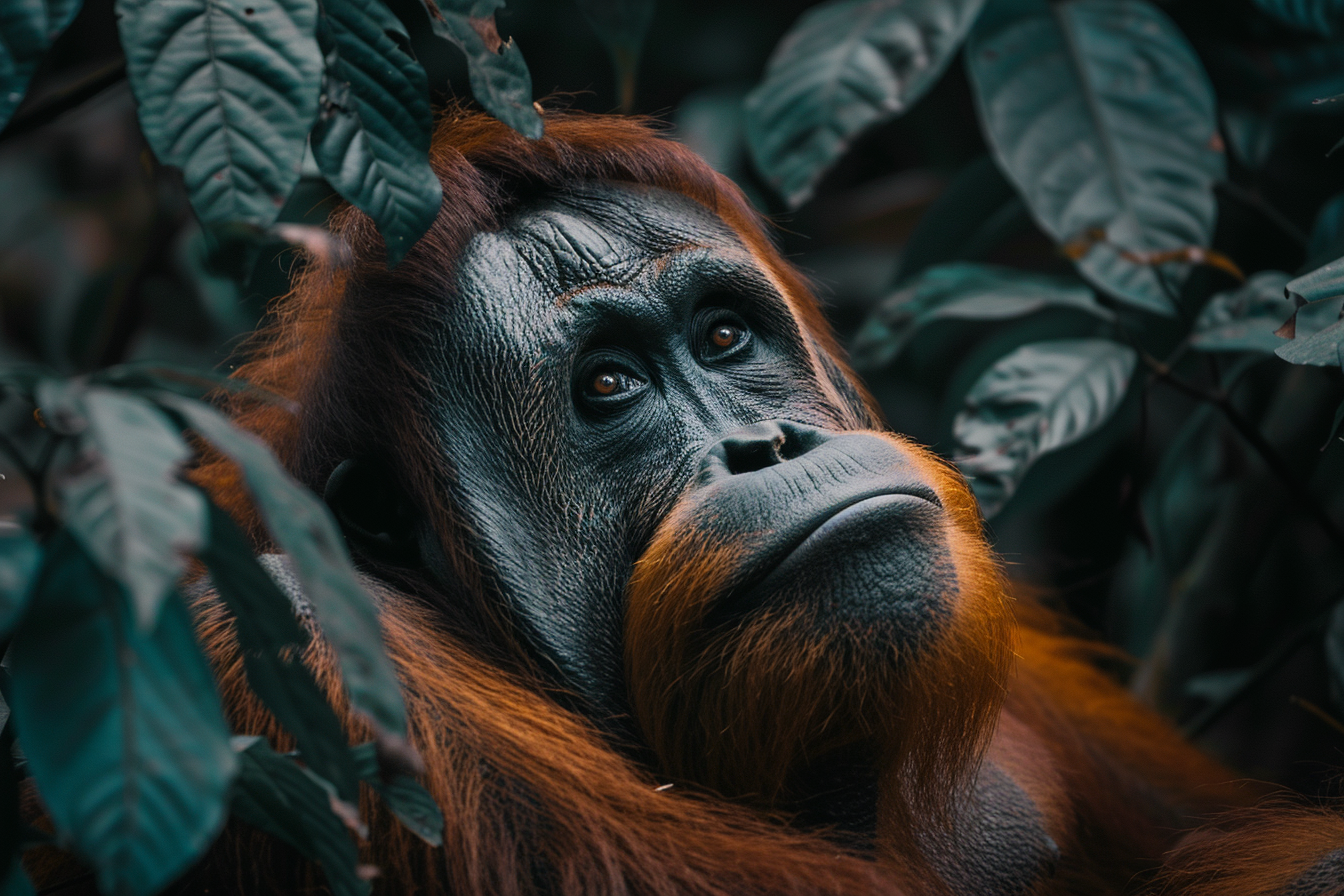 Image gratuite Orang-outan paisible dans la forêt 1