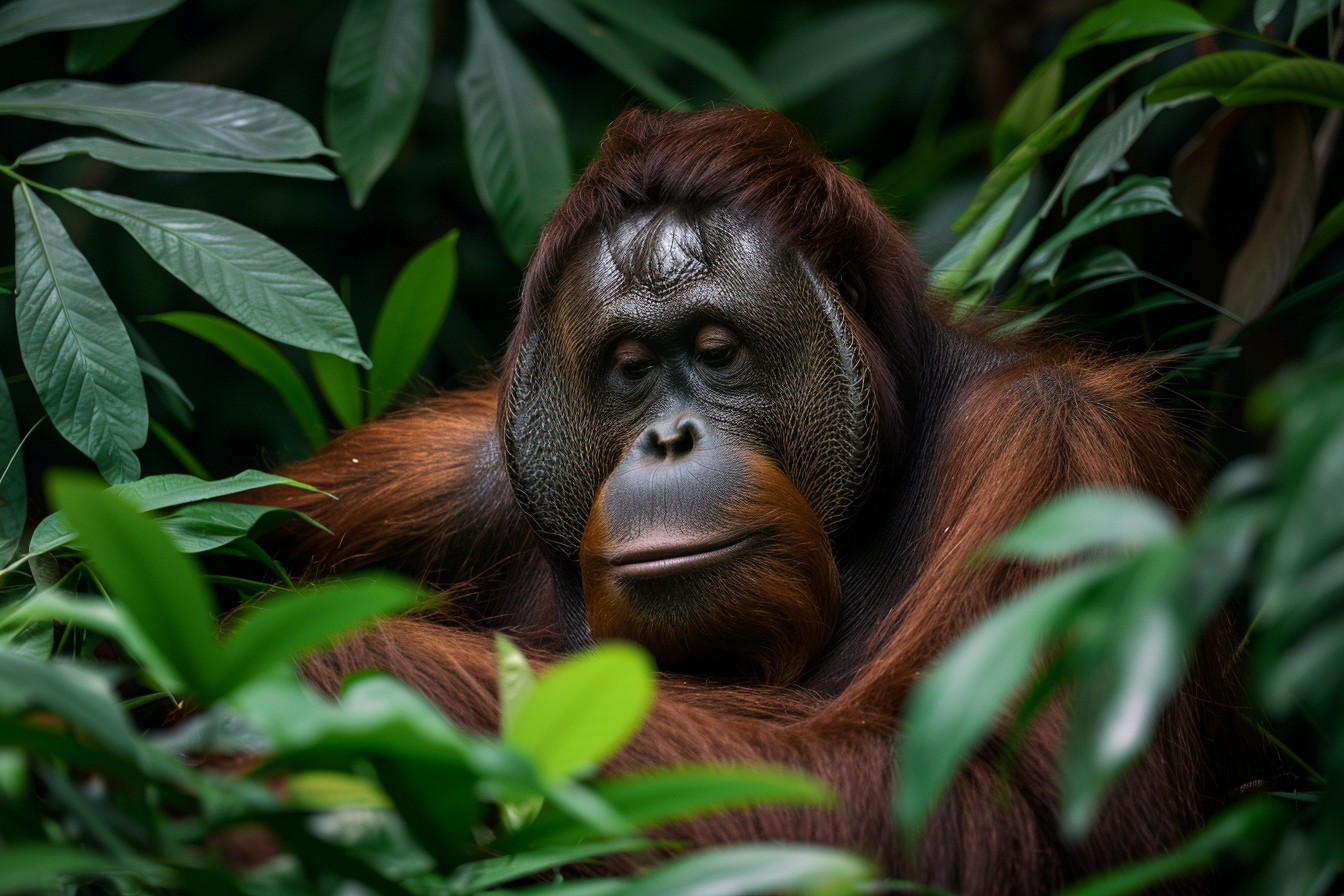 Image gratuite Orang-outan paisible dans la forêt 4