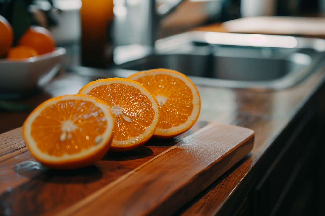 Image gratuite Orange tranchée en cuisine moderne 1