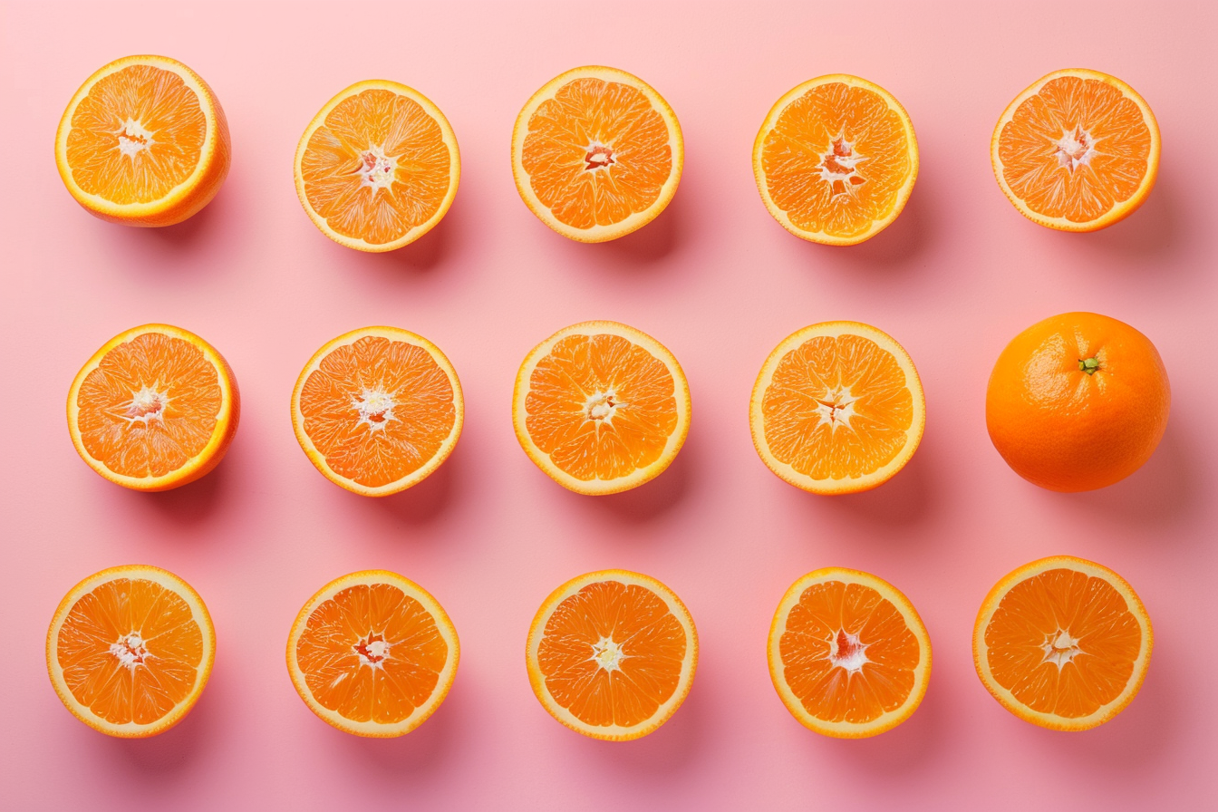 Image gratuite Oranges sur fond pastel 3