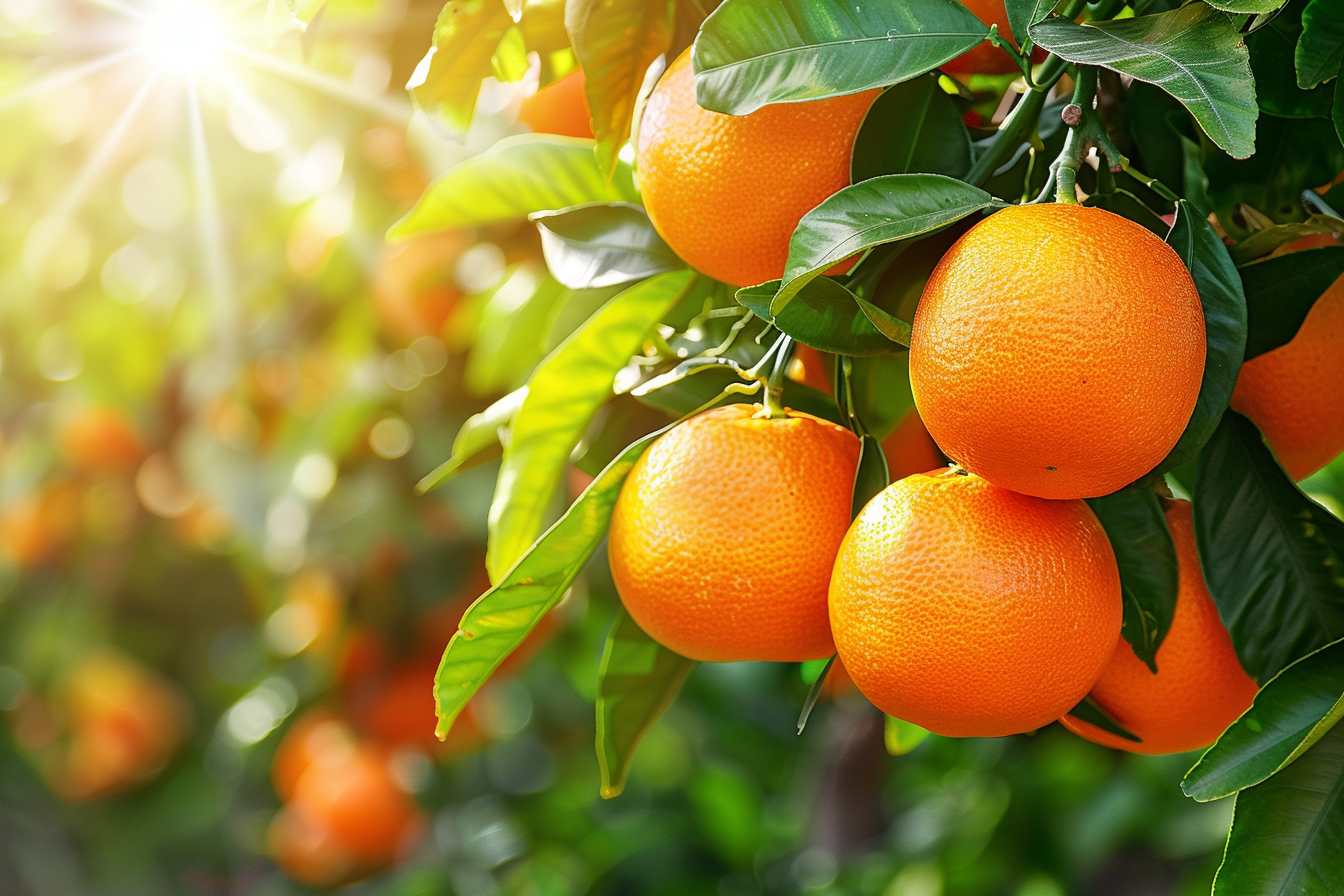 Image gratuite Oranges suspendues dans verger ensoleillé 1