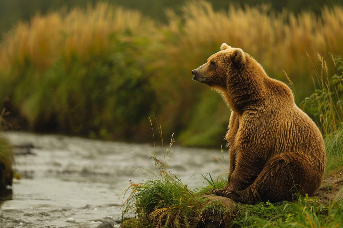 Image gratuite Ours contemplatif près du ruisseau 1