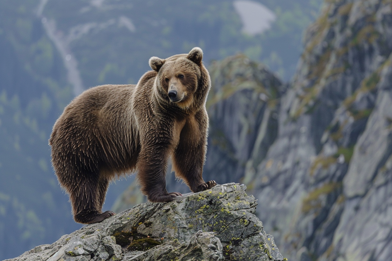 Image gratuite Ours observant la montagne 1