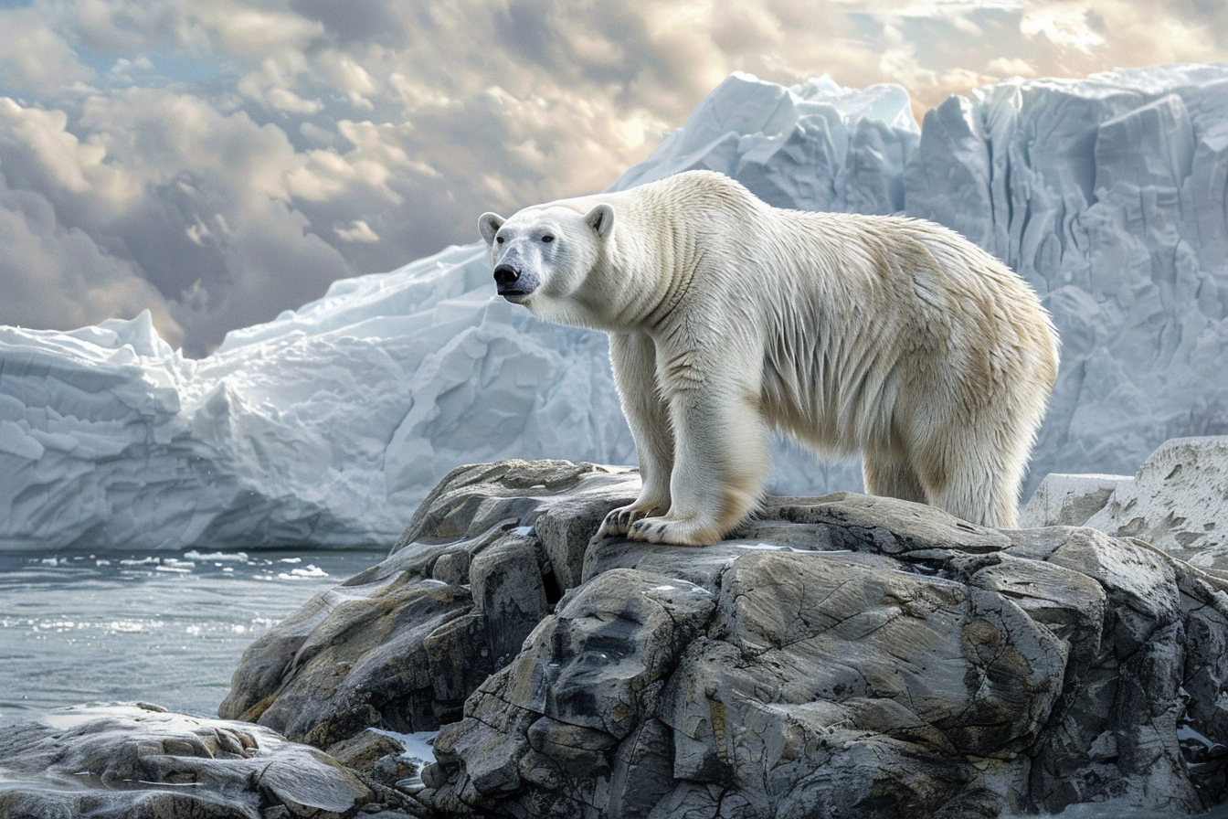 Image gratuite Ours polaire sur un promontoire rocheux 1