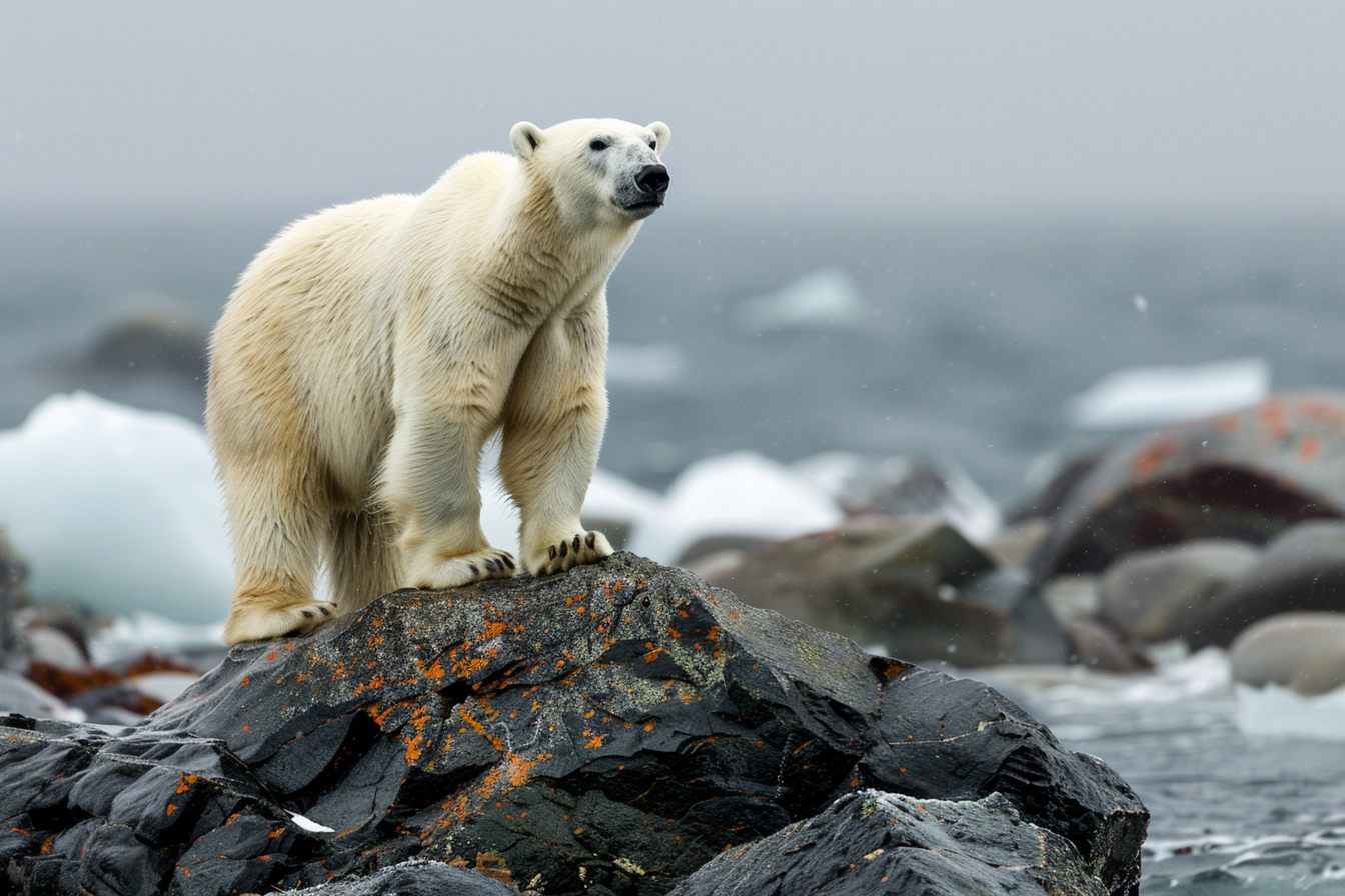 Image gratuite Ours polaire sur un promontoire rocheux 2