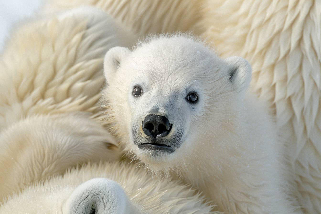 Image gratuite Ourson polaire avec sa mère 1