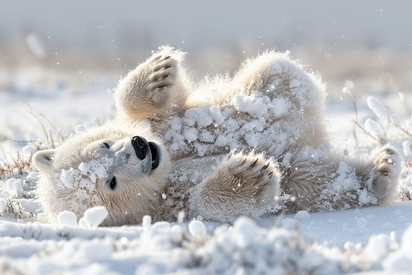 Image gratuite Ourson polaire jouant dans la neige 1