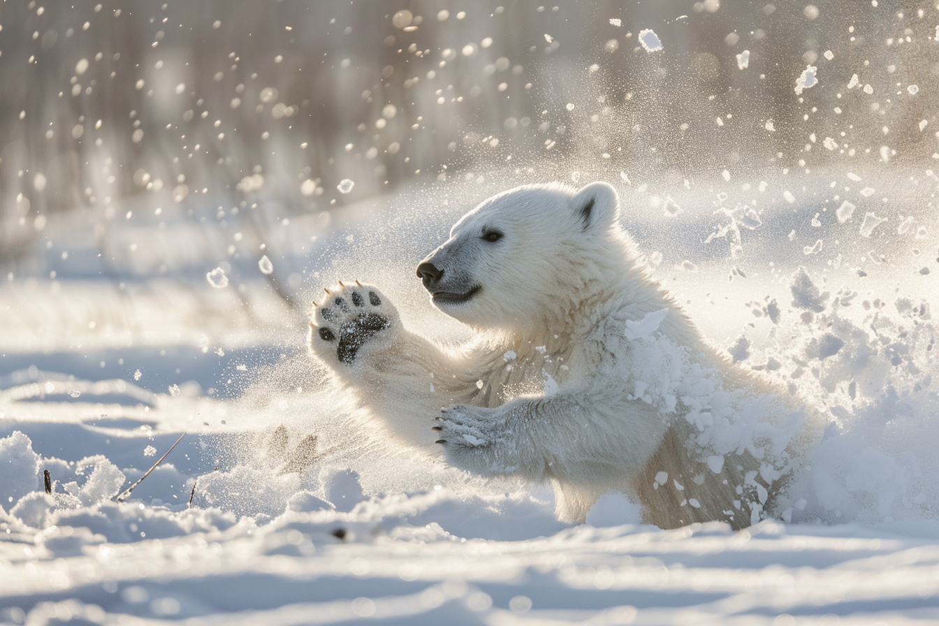 Image gratuite Ourson polaire jouant dans la neige 2