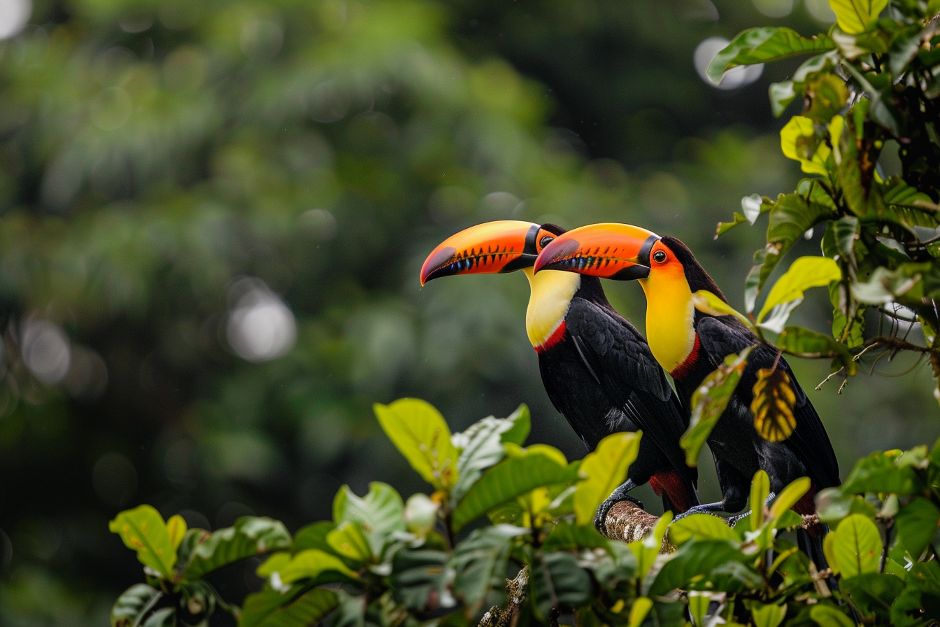 Image gratuite Paire de toucans sur un arbre tropical 2