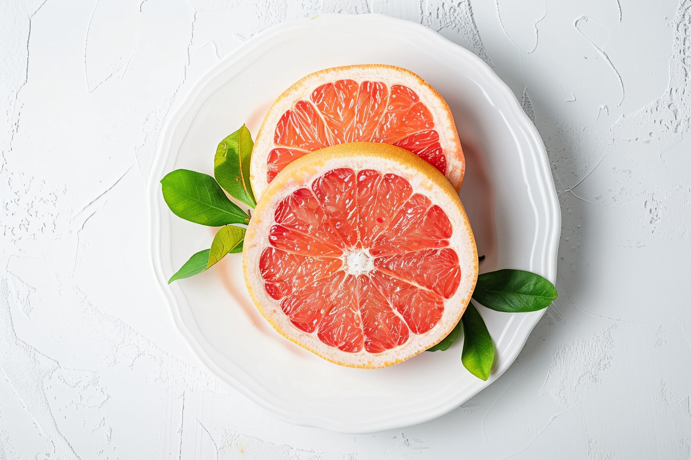 Image gratuite Pamplemousse sur assiette blanche 1