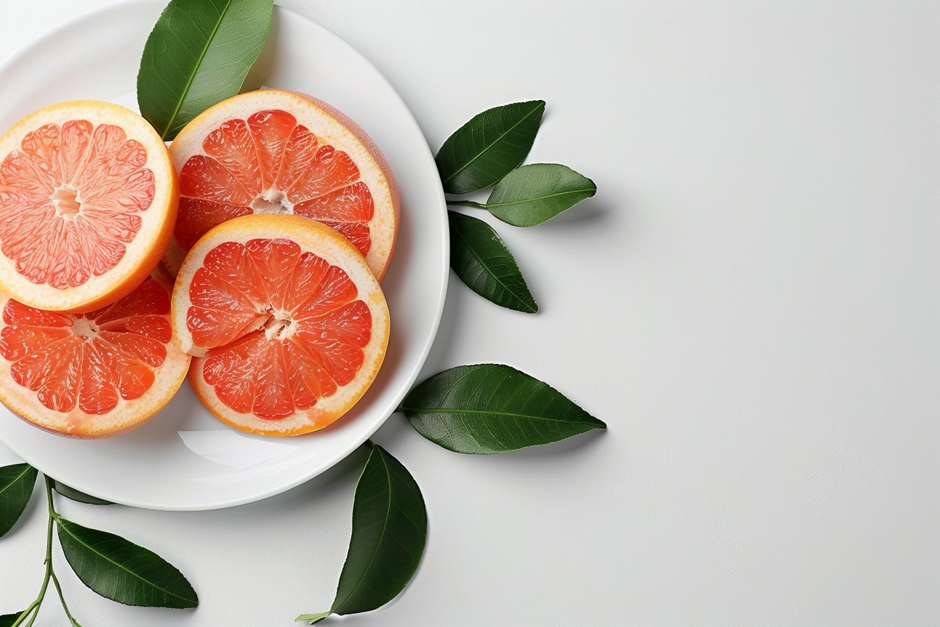 Image gratuite Pamplemousse sur assiette blanche 2