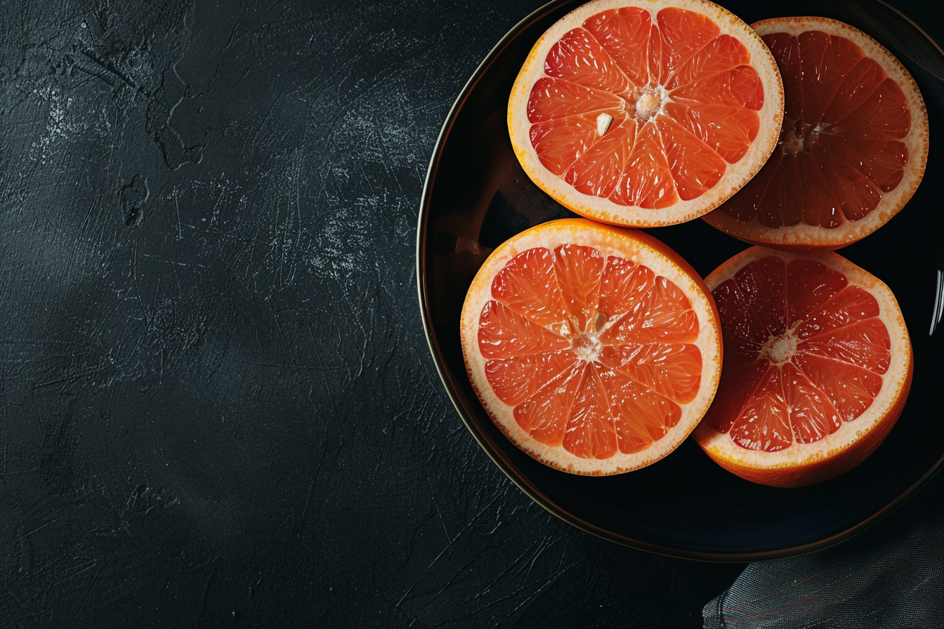 Image gratuite Pamplemousses dans bol noir 1