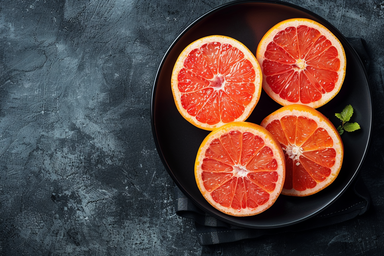 Image gratuite Pamplemousses dans bol noir 2