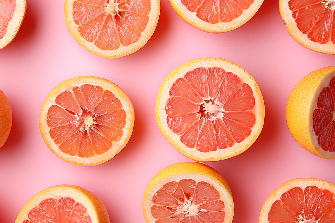 Image gratuite Pamplemousses sur fond pastel 1