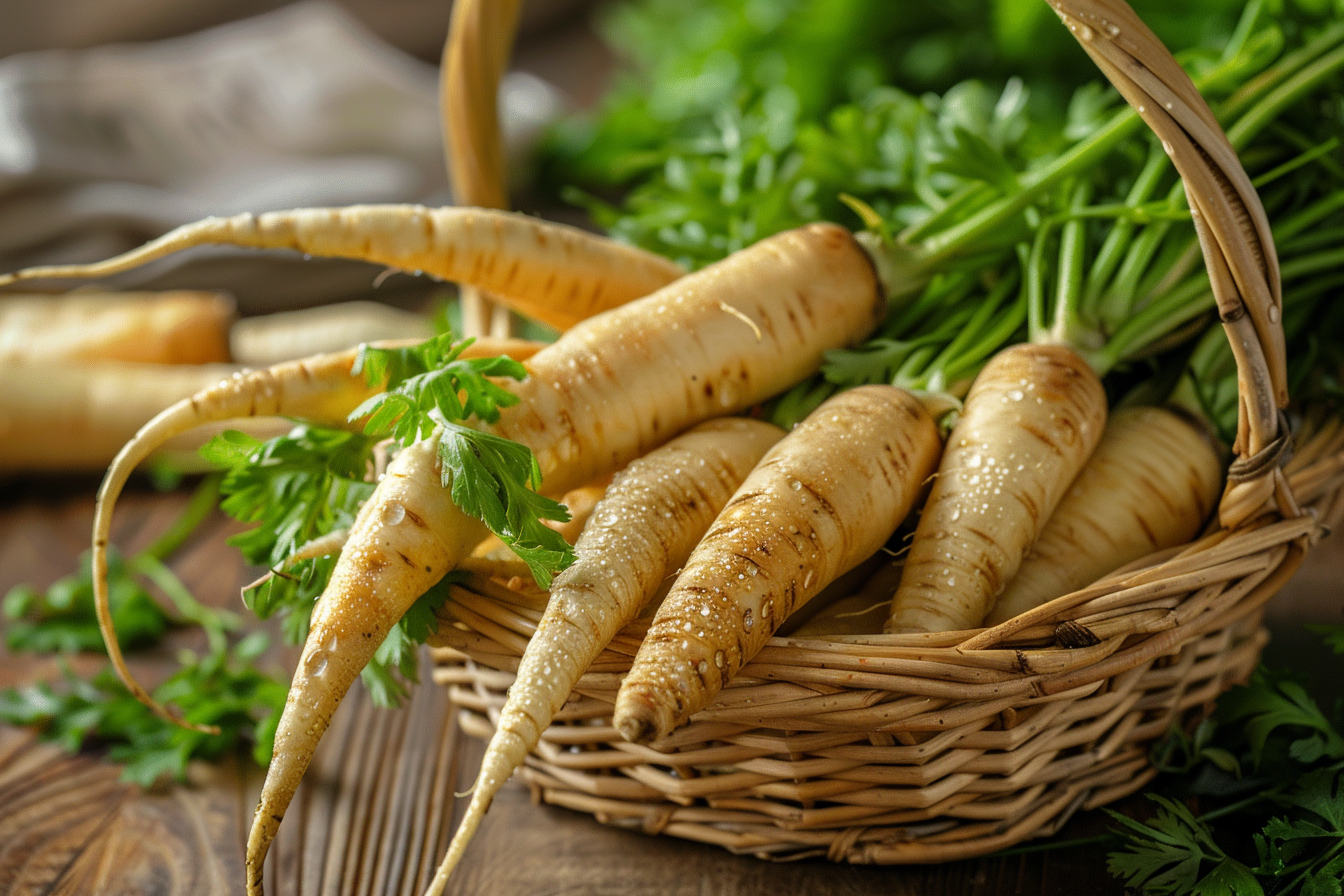 Image gratuite Panais dans panier en osier 1