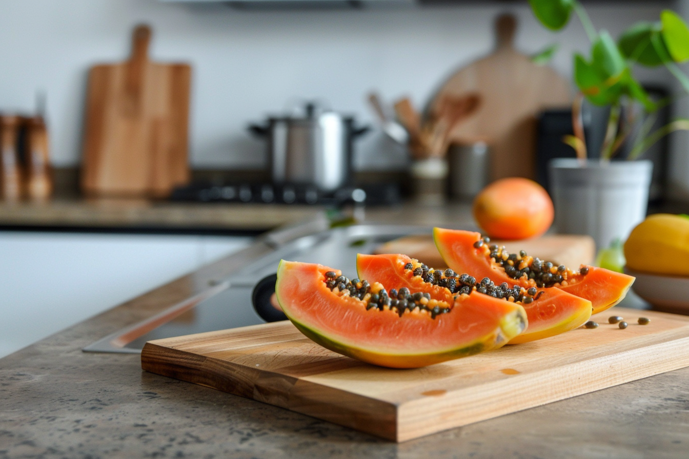 Image gratuite Papaye tranchée en cuisine moderne 3