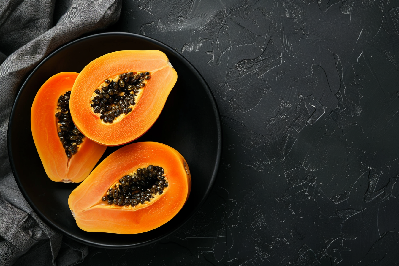 Image gratuite Papayes dans bol noir 1