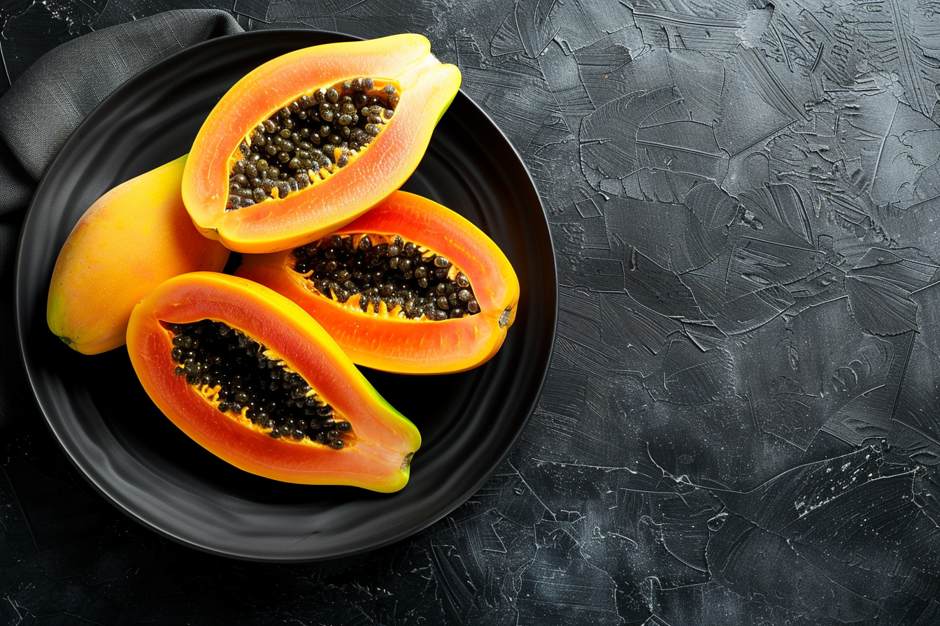Image gratuite Papayes dans bol noir 2