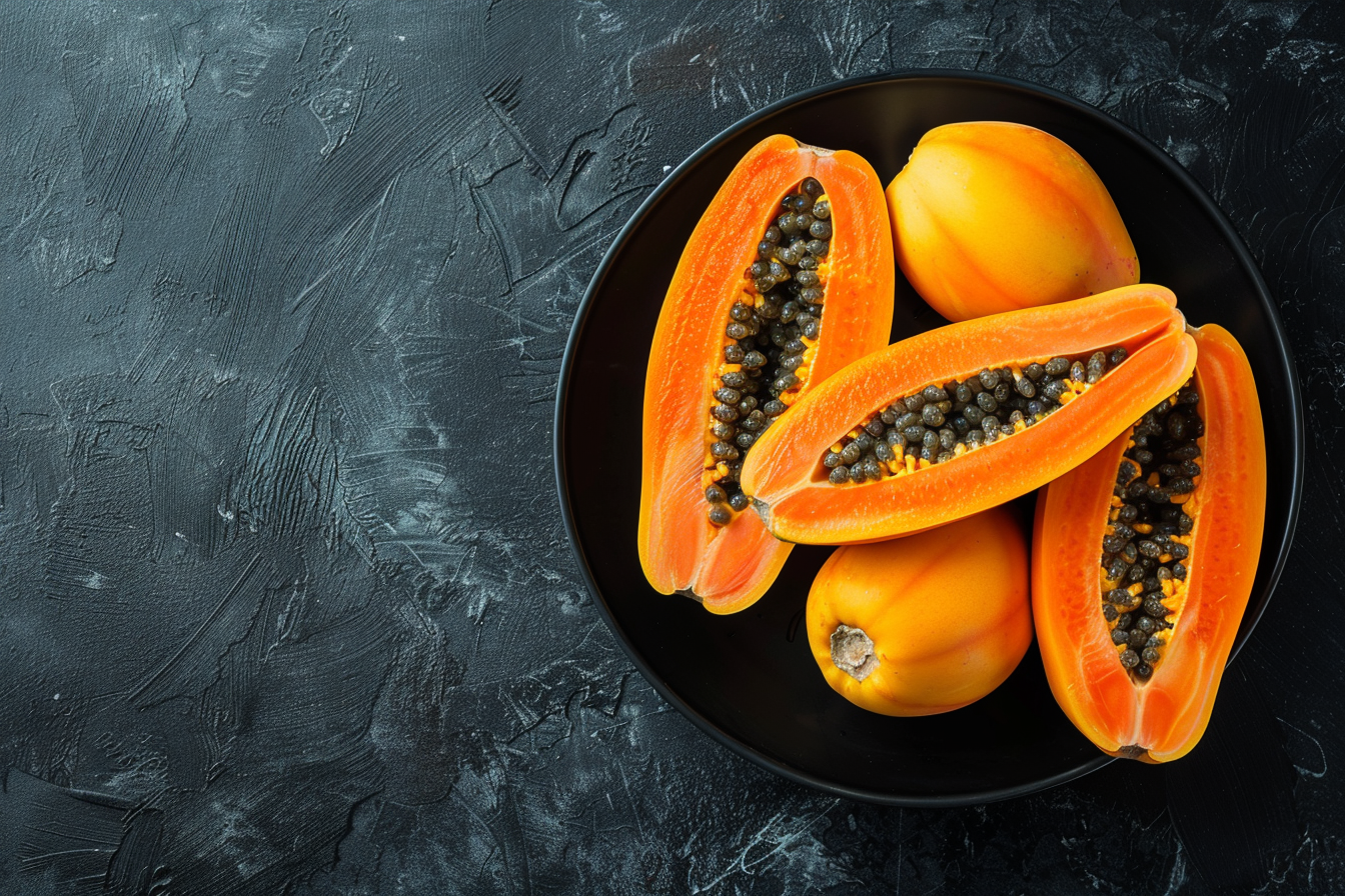 Image gratuite Papayes dans bol noir 4