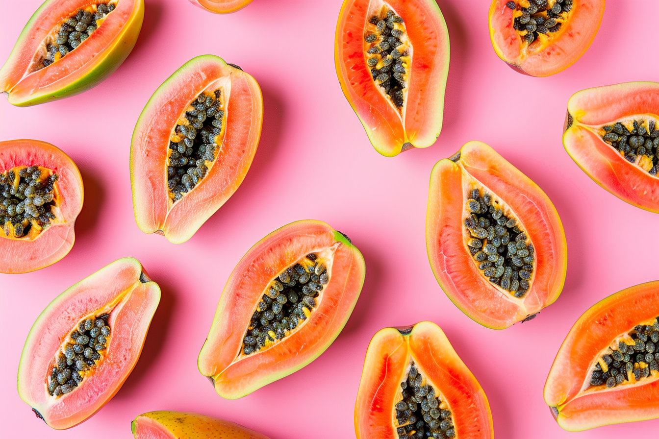 Image gratuite Papayes sur fond pastel 1