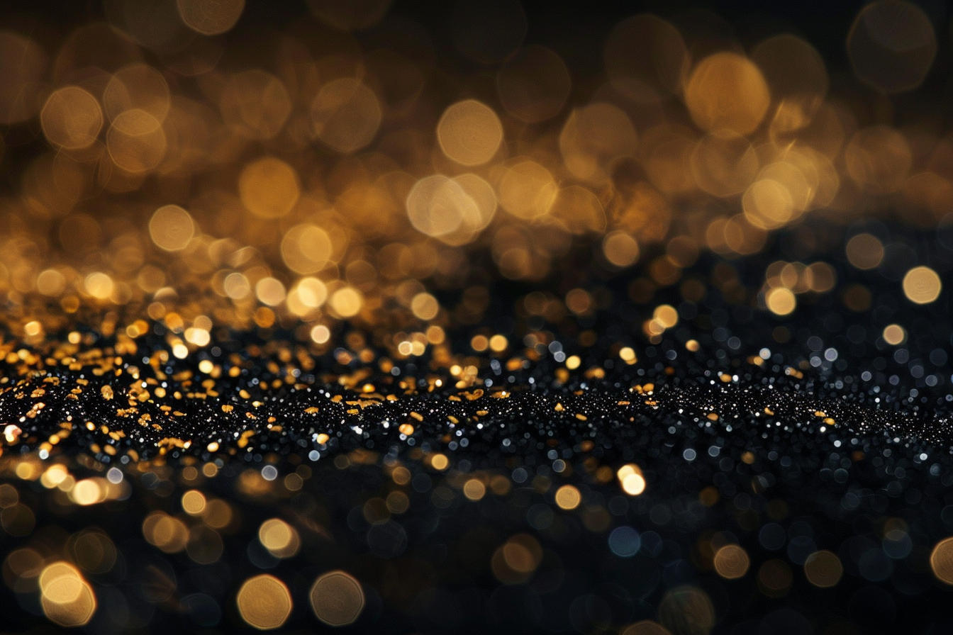 Image gratuite Particules de paillettes dorées sur noir 3