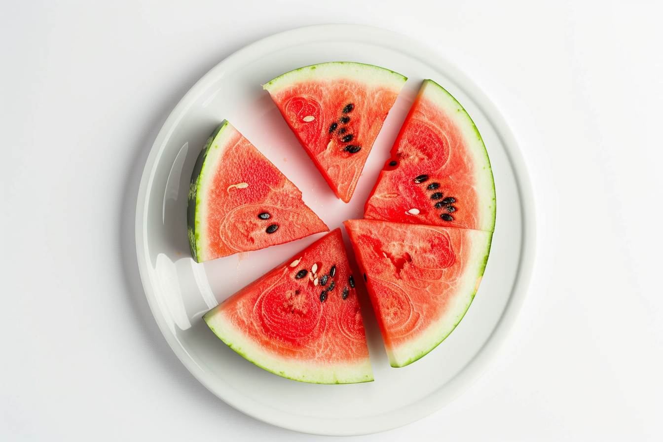 Image gratuite Pastèque sur assiette blanche 1