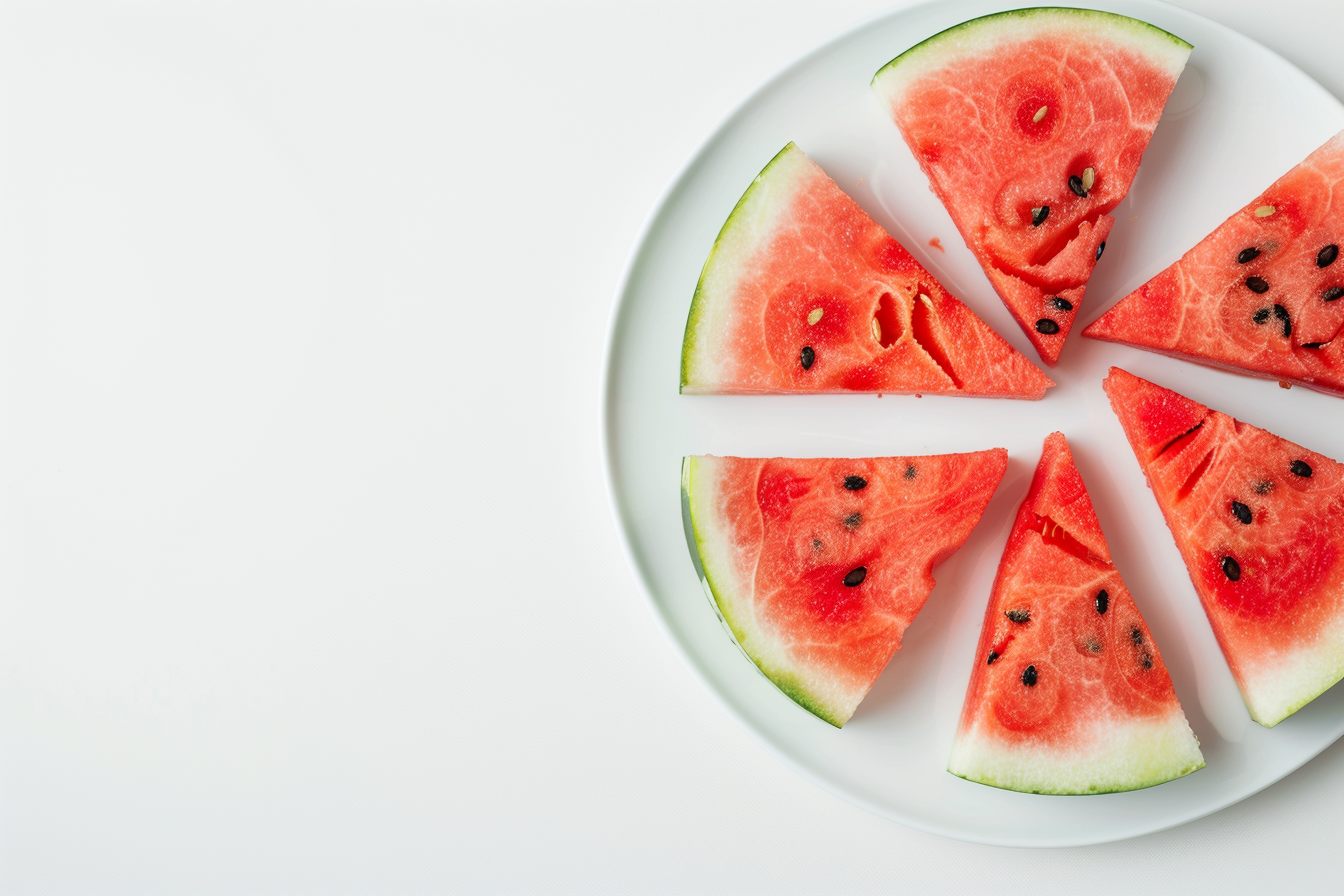 Image gratuite Pastèque sur assiette blanche 4