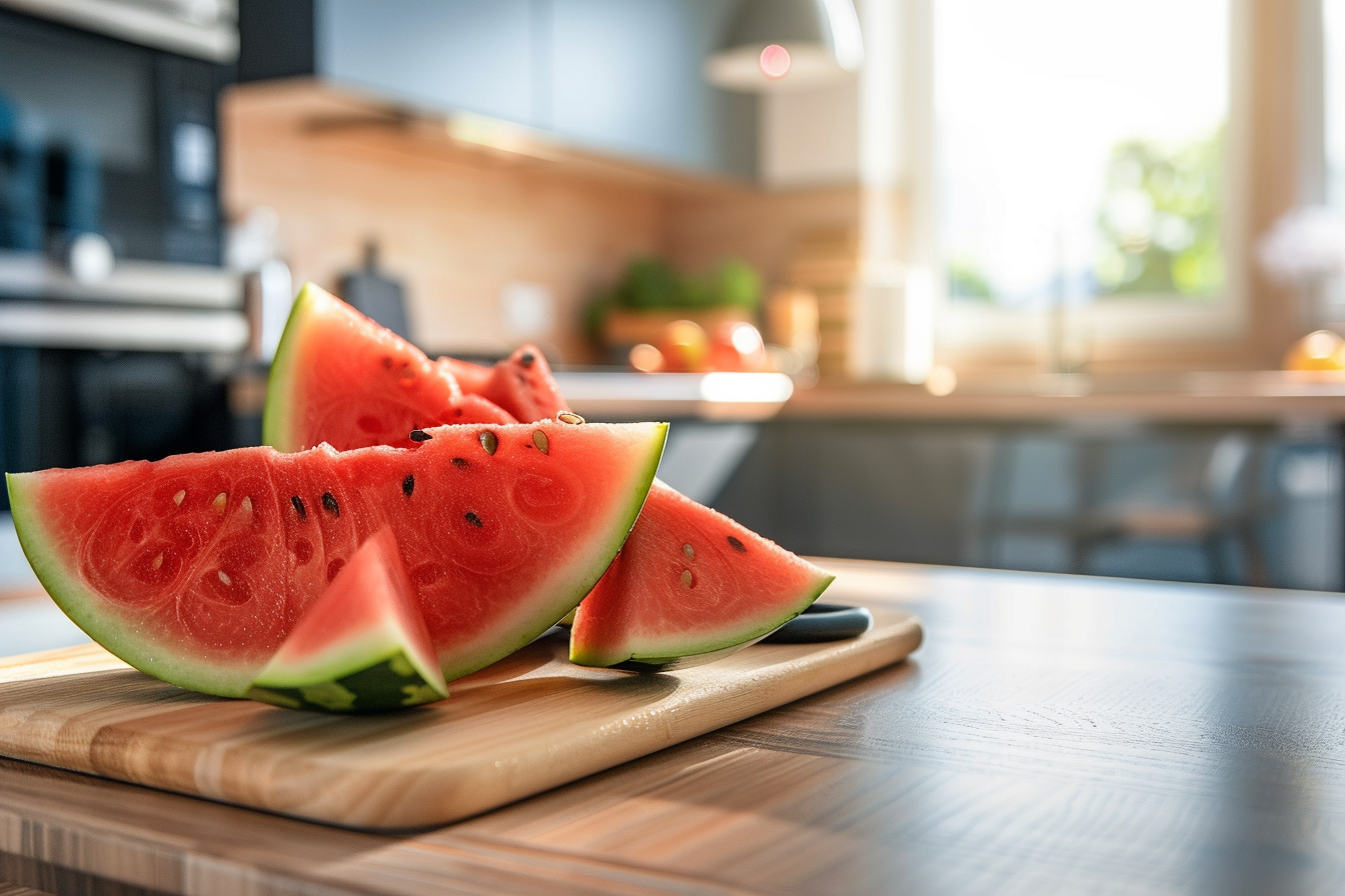 Image gratuite Pastèque tranchée en cuisine moderne 1