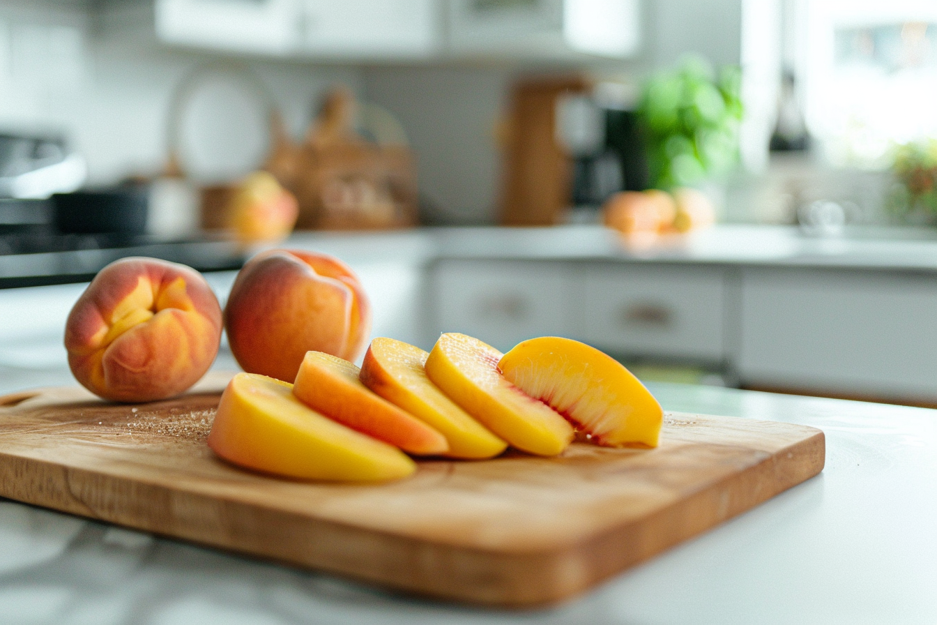 Image gratuite Pêche tranchée en cuisine moderne 1
