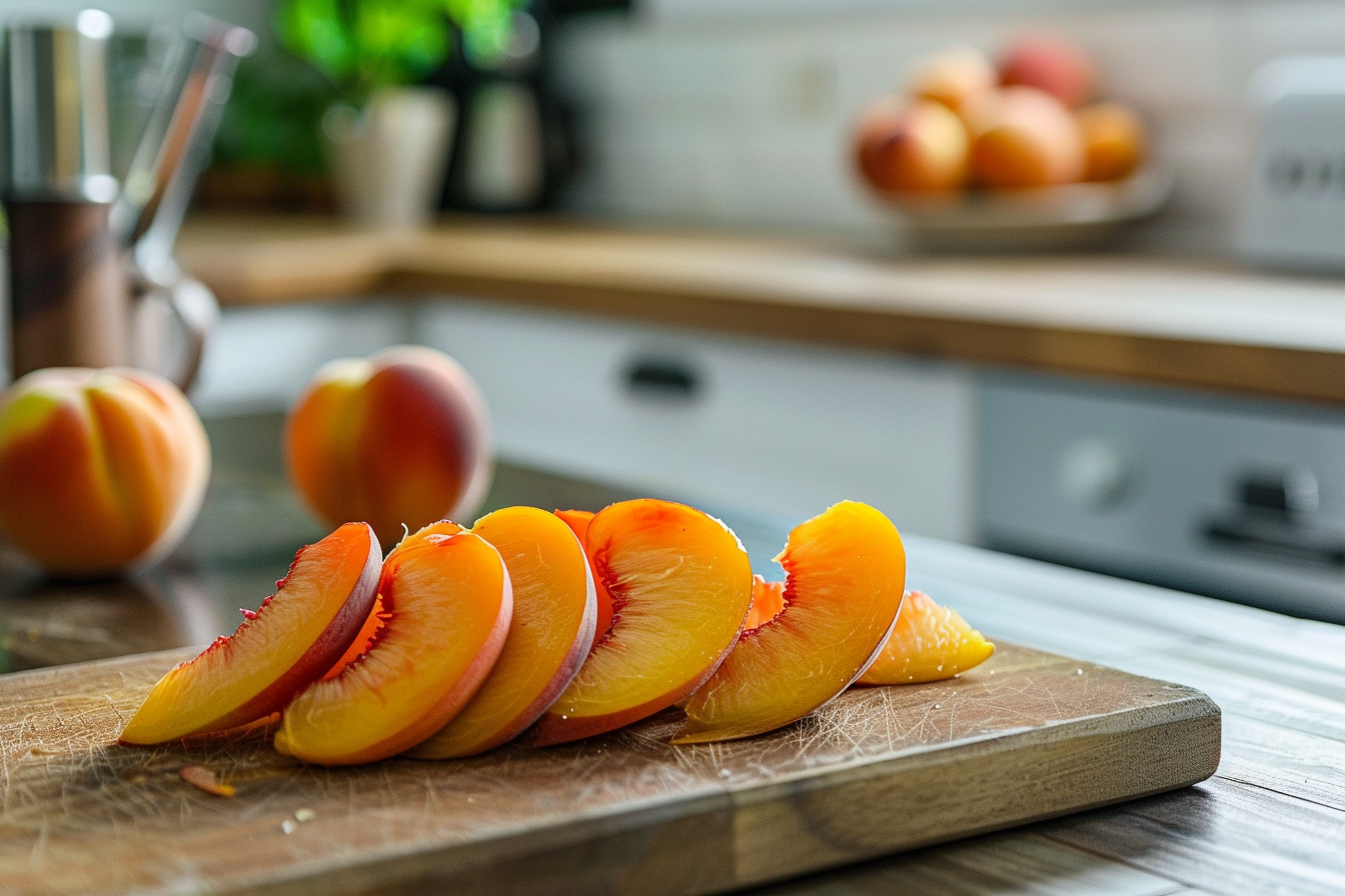 Image gratuite Pêche tranchée en cuisine moderne 4