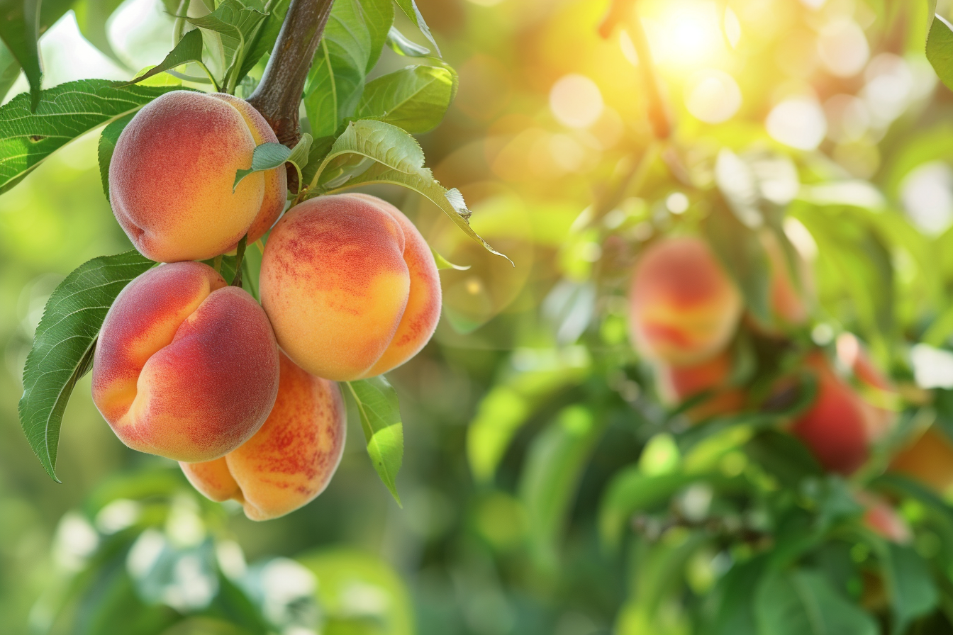 Image gratuite Pêches dans un verger ensoleillé 1