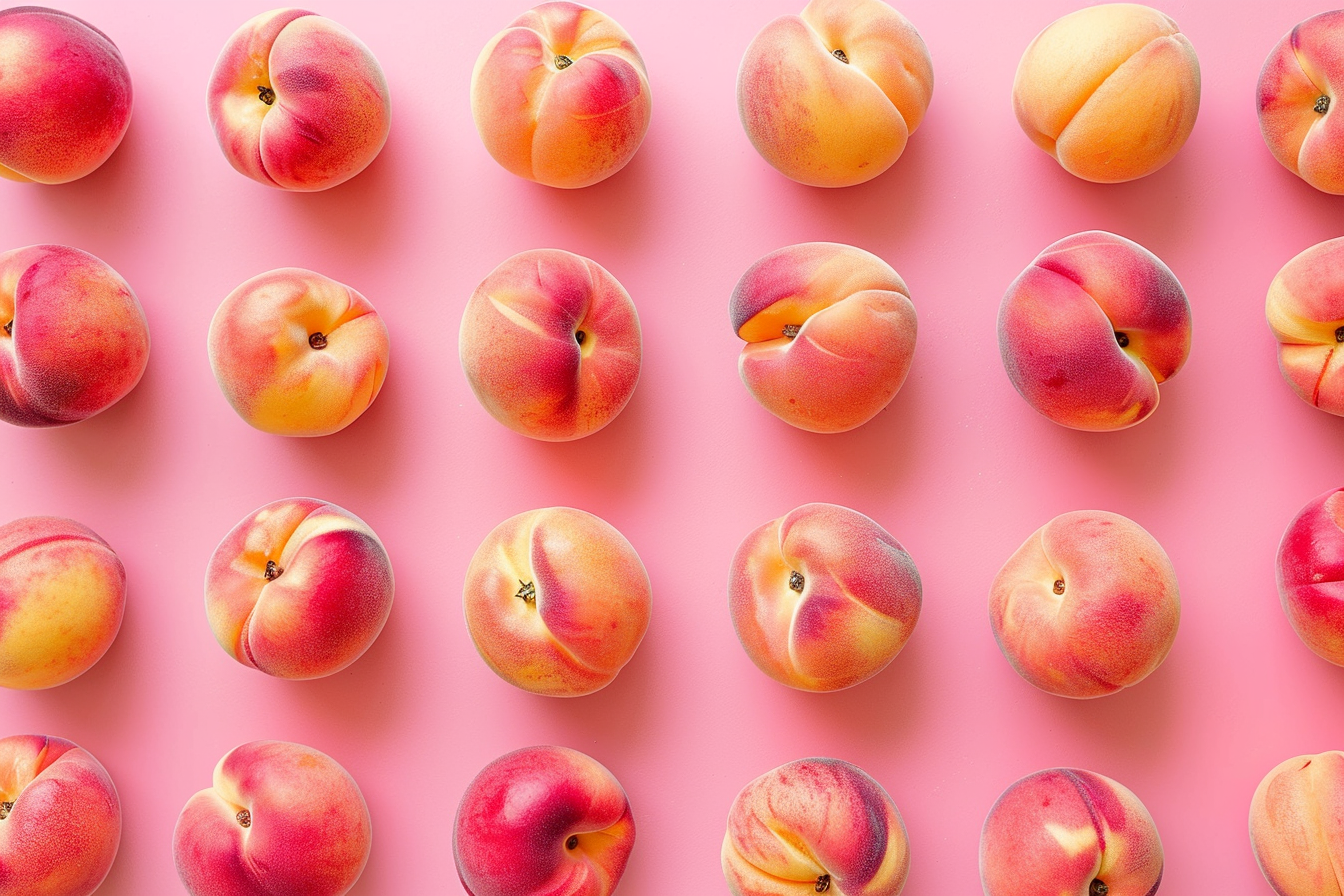 Image gratuite Pêches sur fond pastel 1