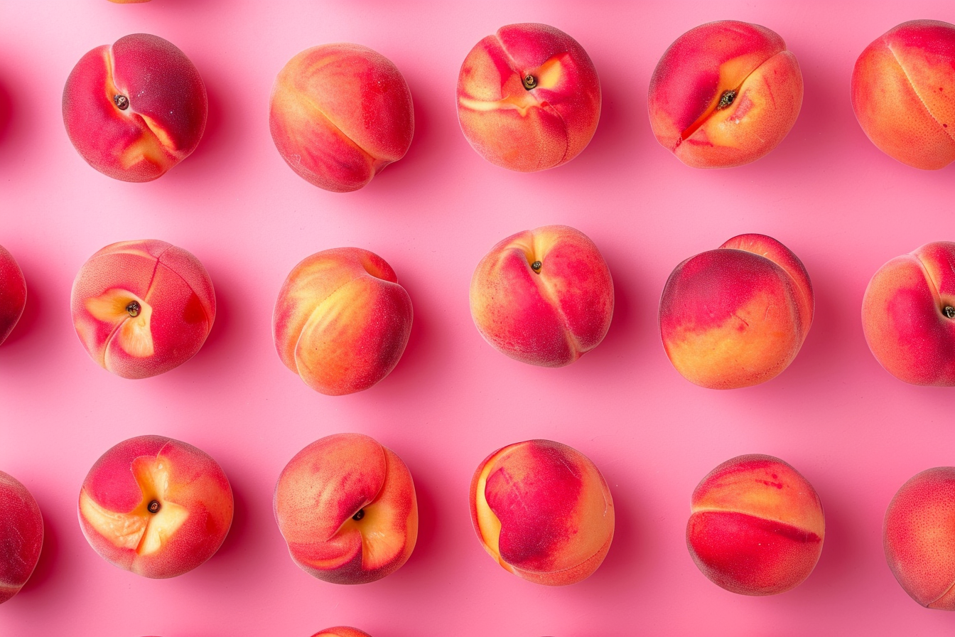Image gratuite Pêches sur fond pastel 3